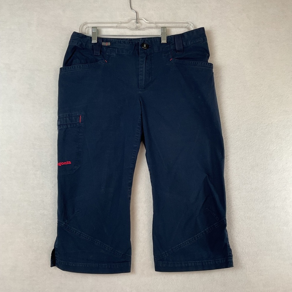 Patagonia Womens Navy Blue Organic Cotton Utility Capri Pants Size 8 Hiking Crop